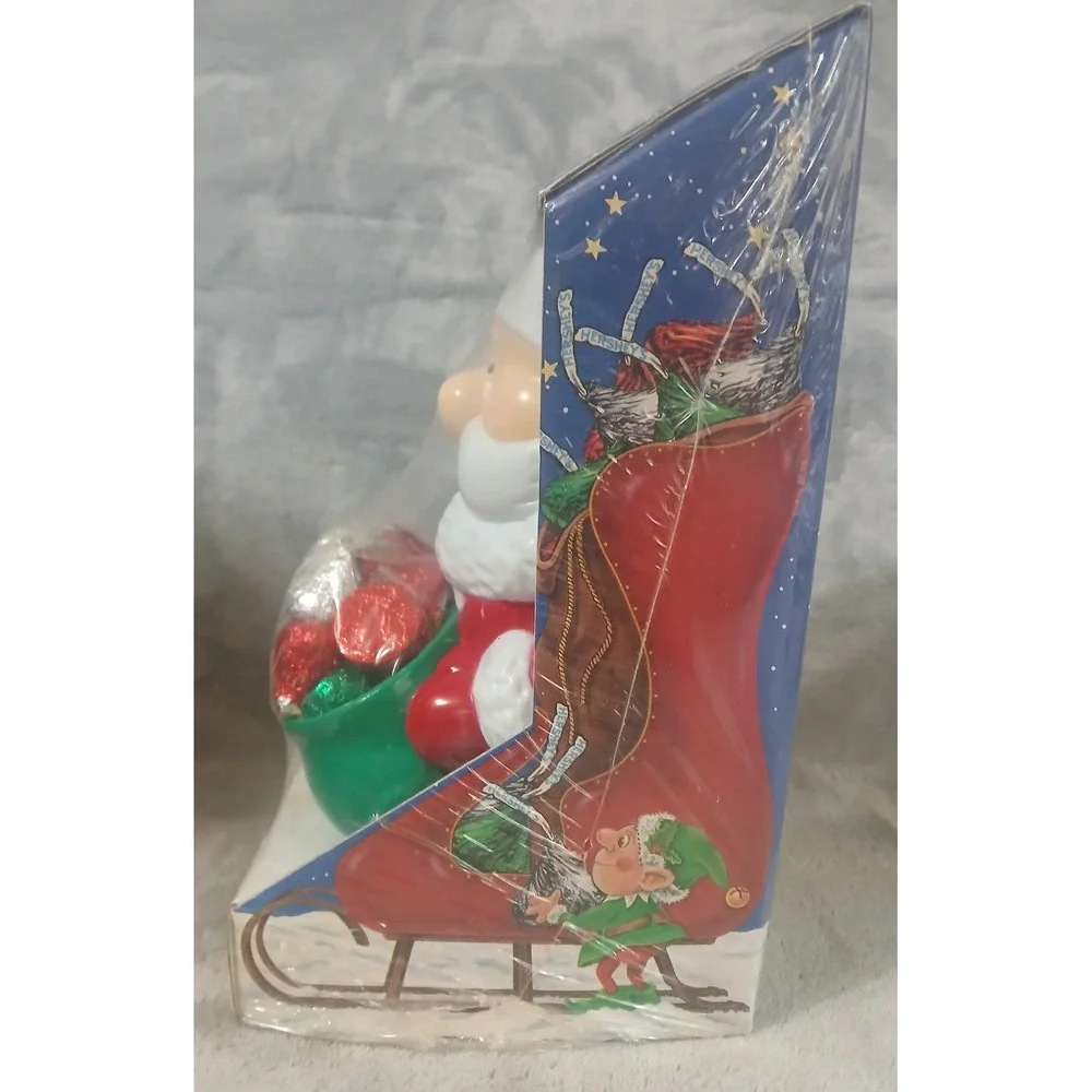 Vtg 1994 Hersheys‎ Santa Candy Dish Sealed with Kisses Christmas Figurine READ